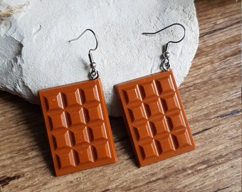 Dulcey chocolate bar earrings in resin. Chocolate earrings. Easter gift Mother's Day gift