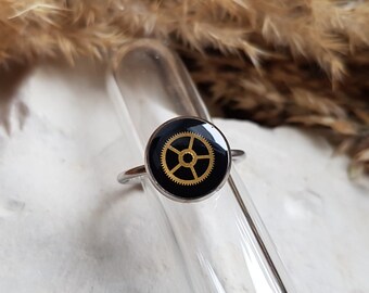 Steampunk ring. Minimalistische ring. Tandwielring. Horloge-onderdelenring.