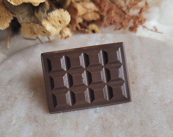 Mini dark chocolate bar pin. Dark chocolate bar brooch. Resin chocolate bar. Grandmothers gift