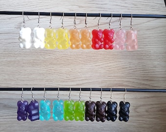 Boucles d'oreilles bonbon ours en résine, 10 coloris au choix. Boucles d'oreilles gourmandes. Cadeau fête des mères