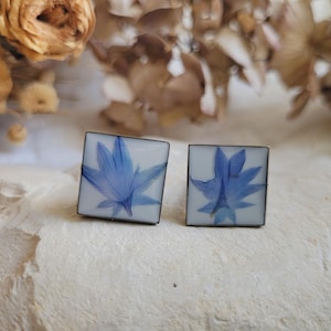 Dried Cornflower Flower Cufflinks. Floral Cufflinks. Men&#39;s Accessories. Father&#39;s Day Gift