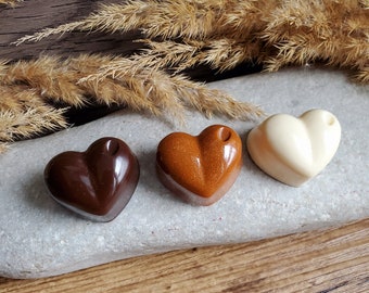 Lot 3 resin chocolate heart magnets. Gluttony magnet. Easter magnet. Easter gift Mother's Day gift