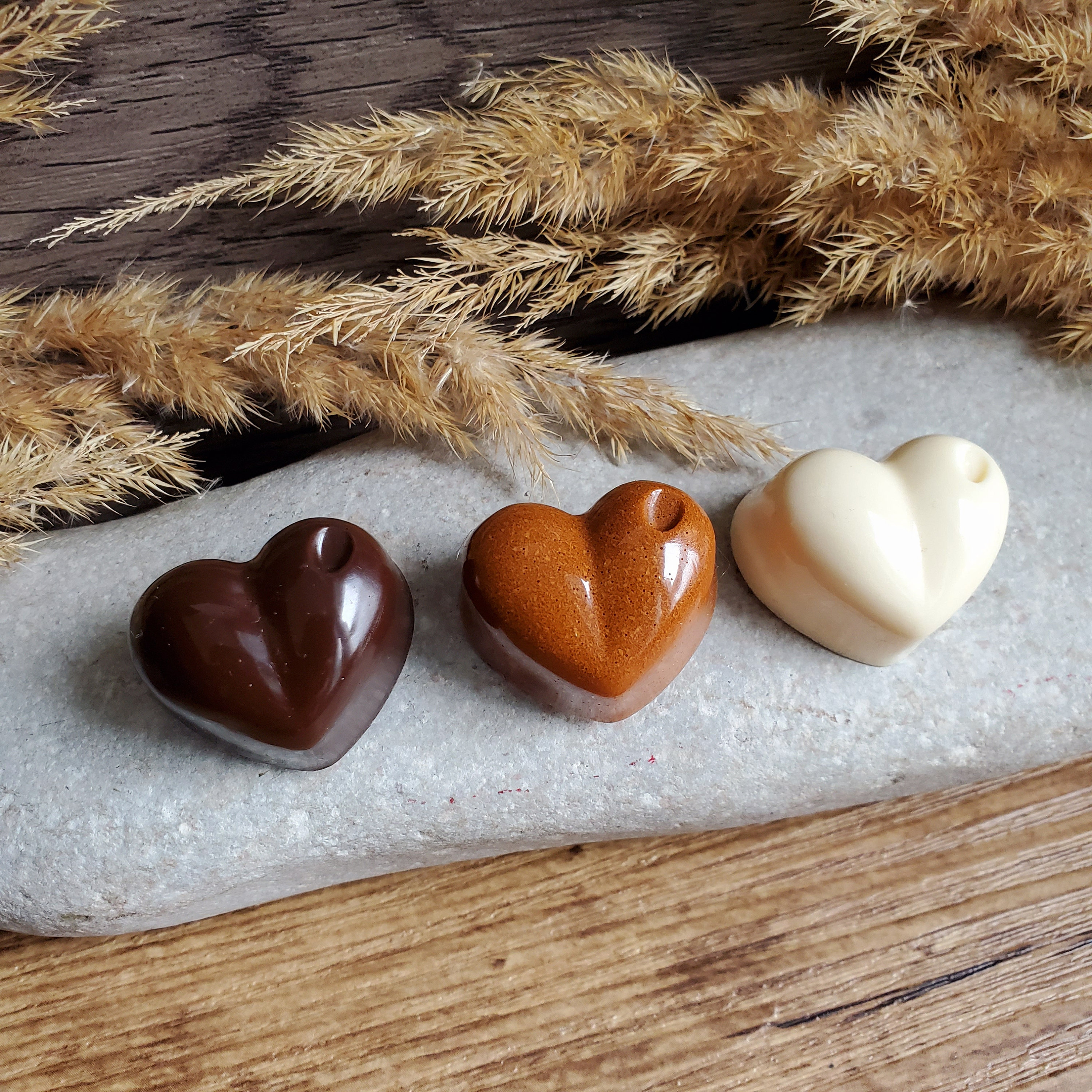 Vendu Lot 3 Magnets Coeurs Chocolat en Résine. Magnet Gourmandise. Pâques. Cadeau Fête Des Mères