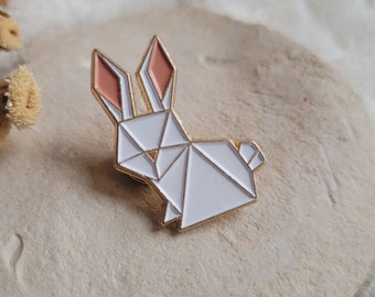 Origami rabbit pin. Enamel pin. Origami shaped pin. Enamel rabbit pin. Enamel rabbit brooch. Mother's Day gift