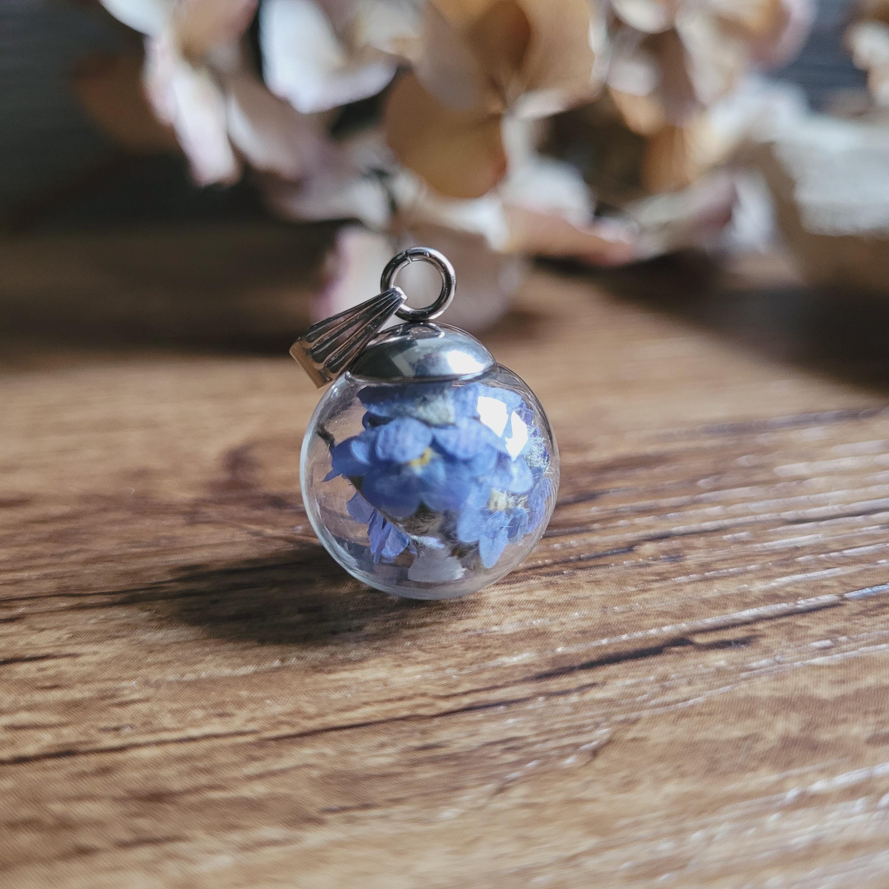 Pendentif Sphère Argenté 3.5 Cm - Bijou Inspiration Sterling - Verre Et Argent - Occasion