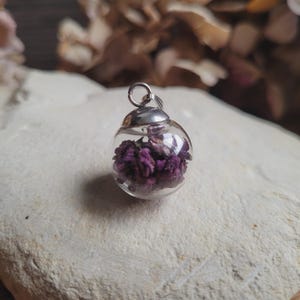 Pendentif Sphère Argenté 3.5 Cm - Bijou Inspiration Sterling - Verre Et Argent - Occasion
