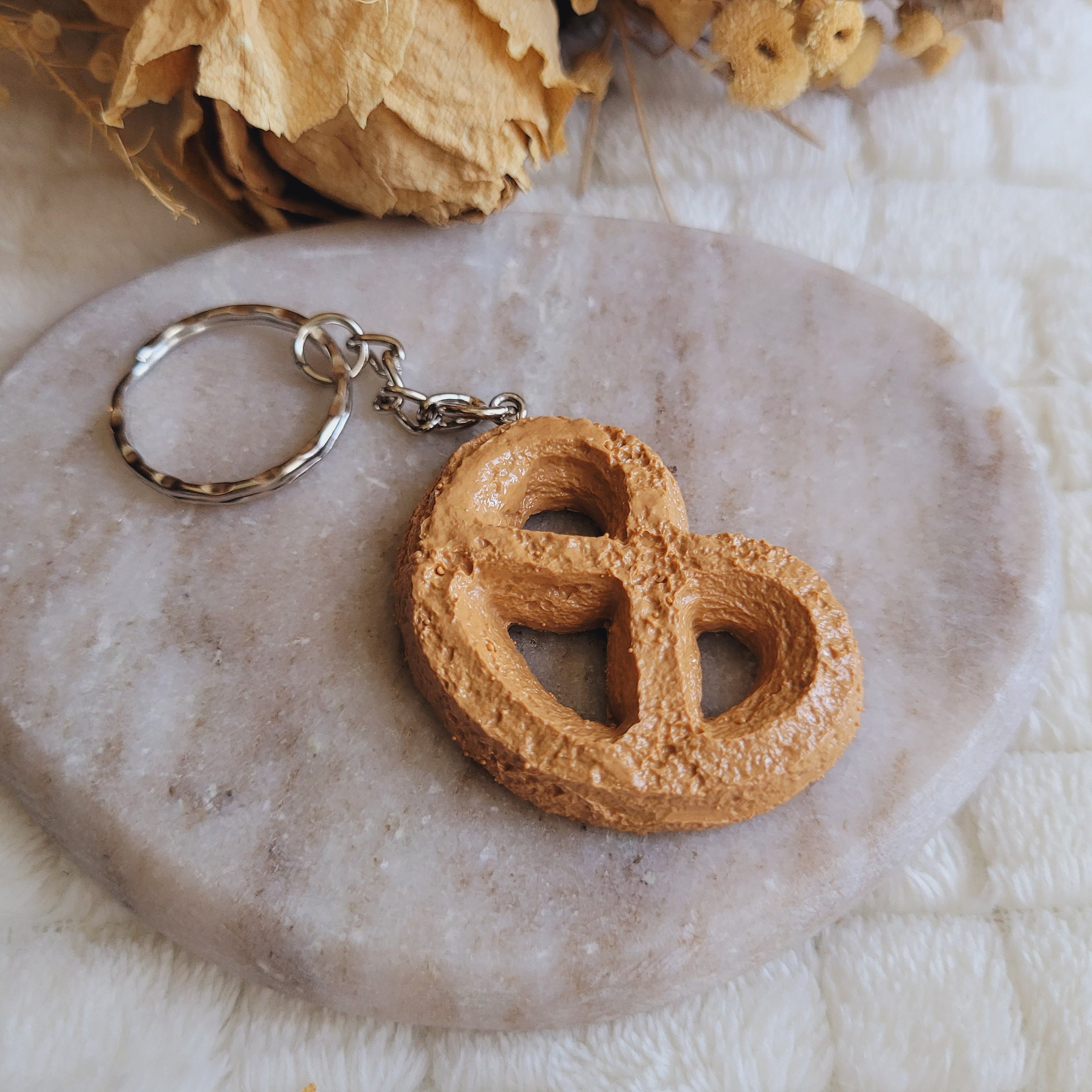 Sweet Pretzel Biscuit Resin Keychain – a Delicious Bag Charm