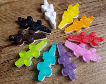 Lot de 10 magnets bonbons crocodiles en résine. Magnet forme bonbon. Cadeau fête des mères