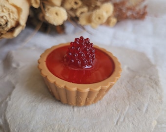 Resin strawberry/raspberry tartlet magnet. Gluttony magnet. Mother's Day gift