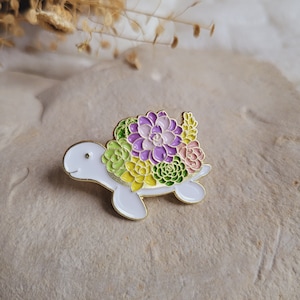 Flower turtle pin. Enamel pin. Flower pattern pin. Enamel turtle pin. Enamel turtle brooch. End-of-year teacher gift.