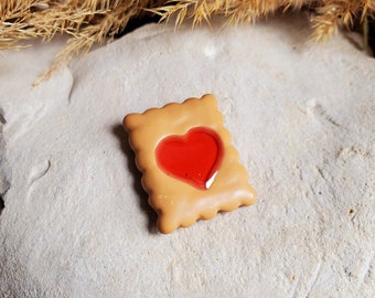 Resin strawberry heart shortbread cookie magnet. Gluttony magnet. Mother's Day gift