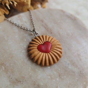 Resin strawberry heart cookie pendant. Sold alone or with a chain. Mother's Day gift