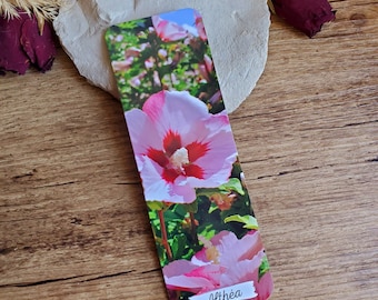 Althea photo bookmark. Floral bookmark. Paper bookmark. Mother's Day gift