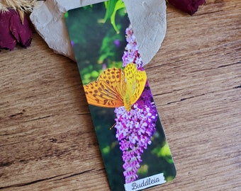 Photo bookmark of a Grand Nacré butterfly on Buddleia. Floral bookmark. Paper bookmark. Mother's Day gift