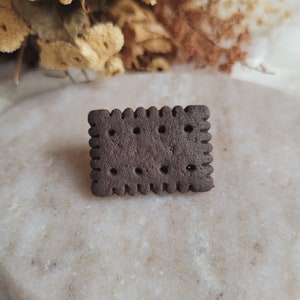Mini chocolate butter biscuit pin. Mini butter biscuit brooch. Resin cookie. Easter gift Mother's Day gift image 1