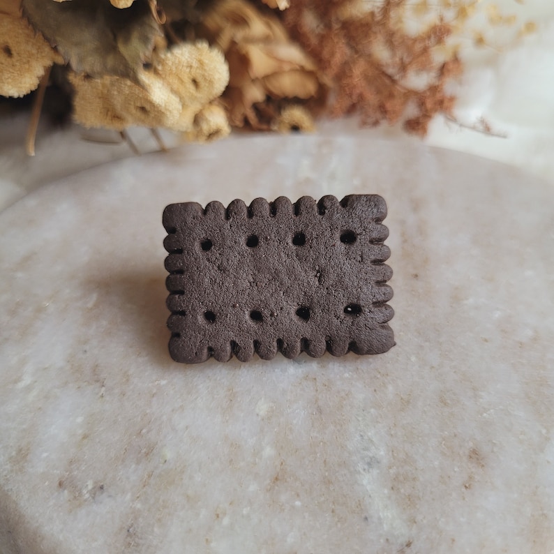 Mini chocolate butter biscuit pin. Mini butter biscuit brooch. Resin cookie. Easter gift Mother's Day gift image 1