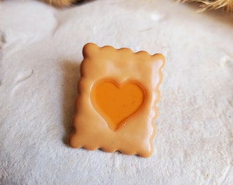 Resin apricot heart shortbread cookie magnet. Gluttony magnet. Mother's Day gift