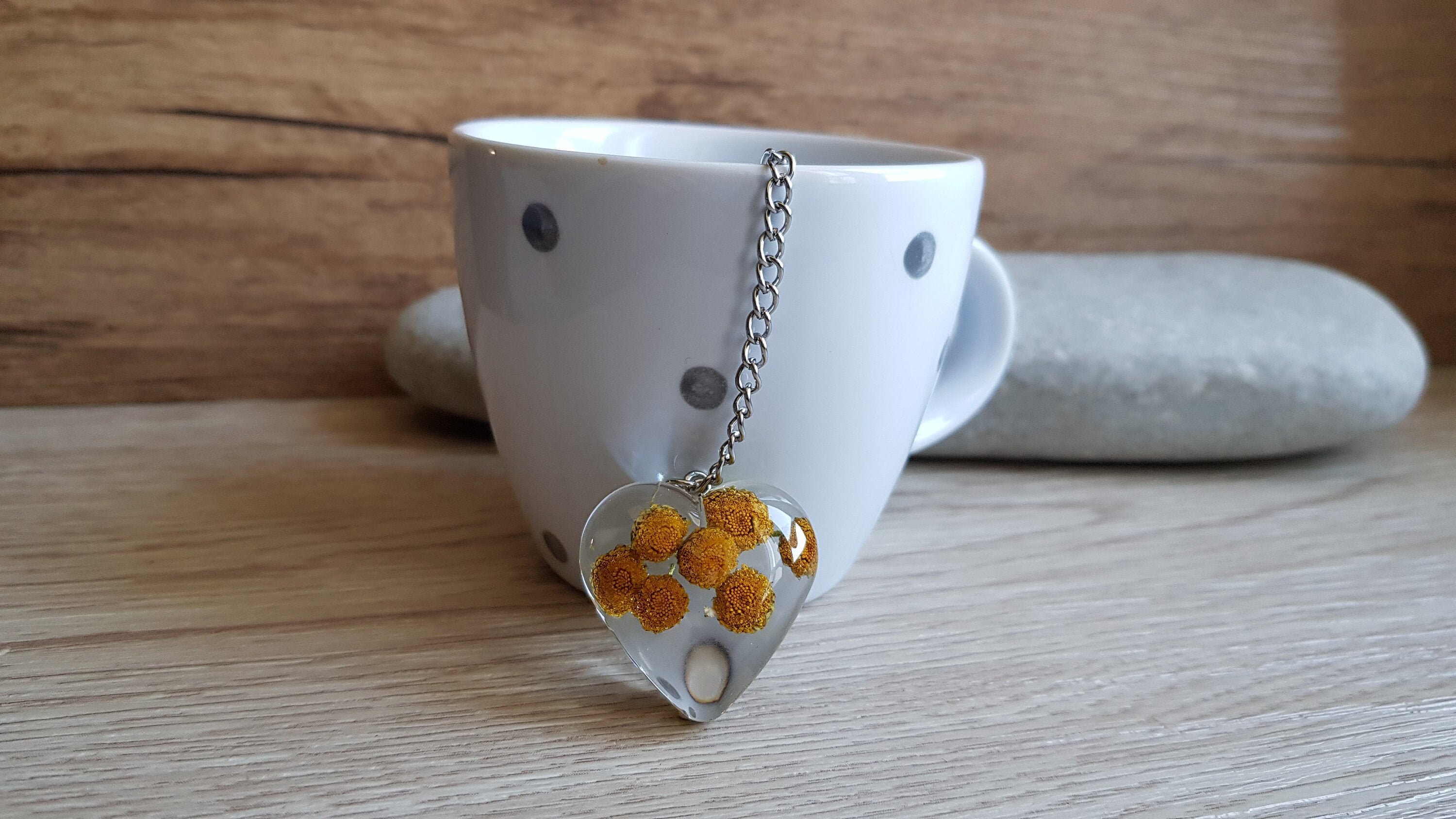 Boule à Thé Coeur Fleurs Séchées de Tanaisie. Boule Fleur Séchée. Infuseur Fleuri. Cadeau Fête Des M