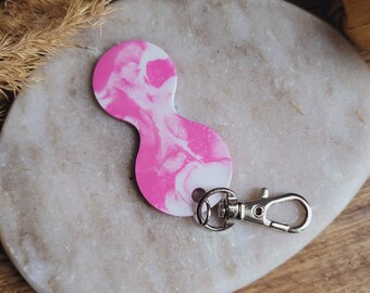 Shopping cart token in pink and white resin. Racing accessories. Shopping cart token key ring. Mother's Day gift
