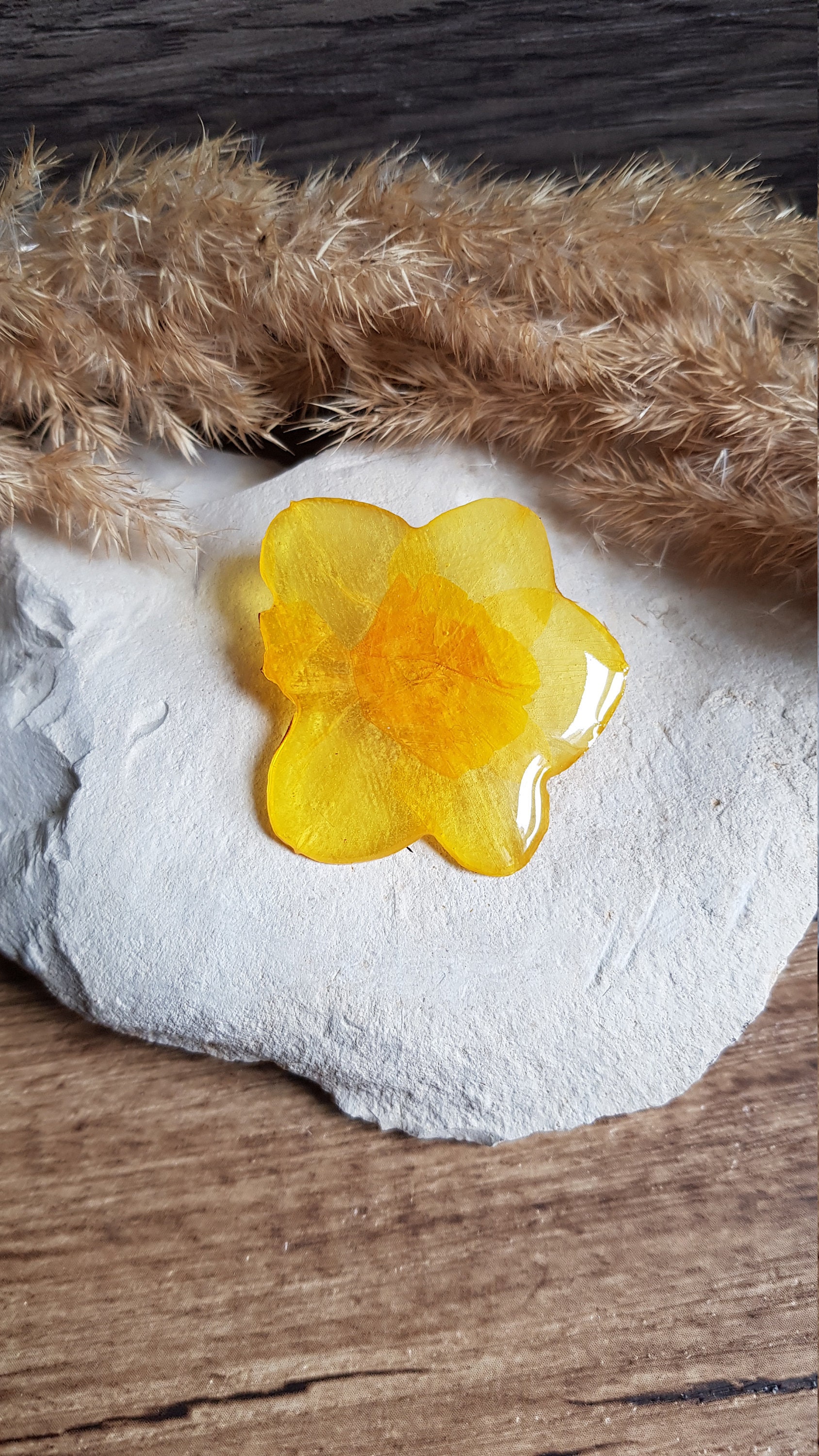 Magnet Fleur de Jonquille Cristallisé. Magnets Fleuris. Magnet Fleurs Séchées. Jaune. Cadeau Fête De