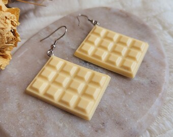 White chocolate bar earrings in resin. Easter gift Mother's Day gift