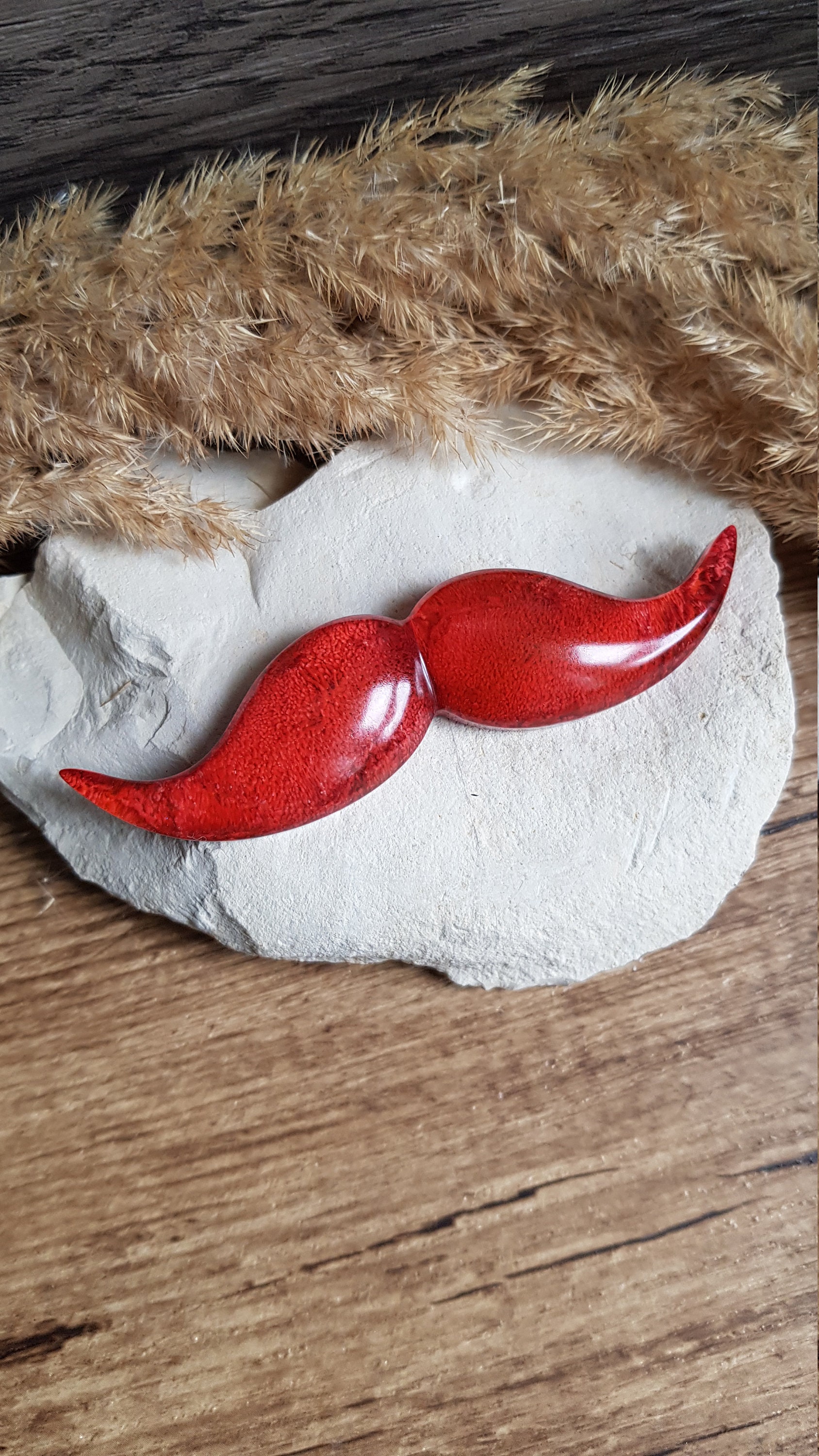 Magnet Moustache 9.5 X 2 cm en Résine Pétriart Orange. Cadeau Fête Des Mères
