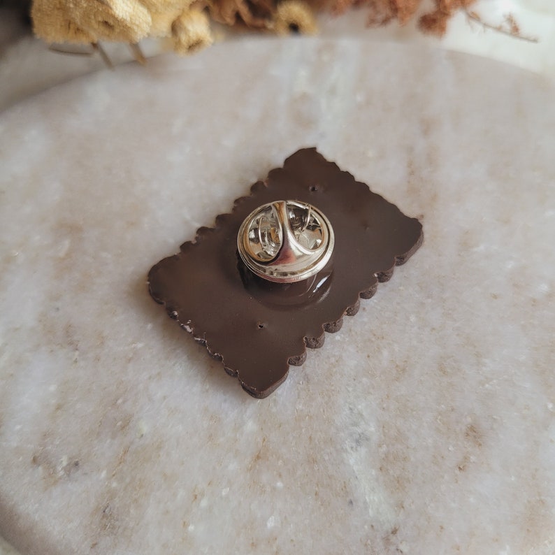 Mini chocolate butter biscuit pin. Mini butter biscuit brooch. Resin cookie. Easter gift Mother's Day gift image 2