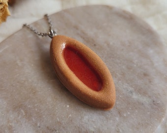 Resin strawberry cookie pendant. Sold alone or with a chain. Mother's Day gift