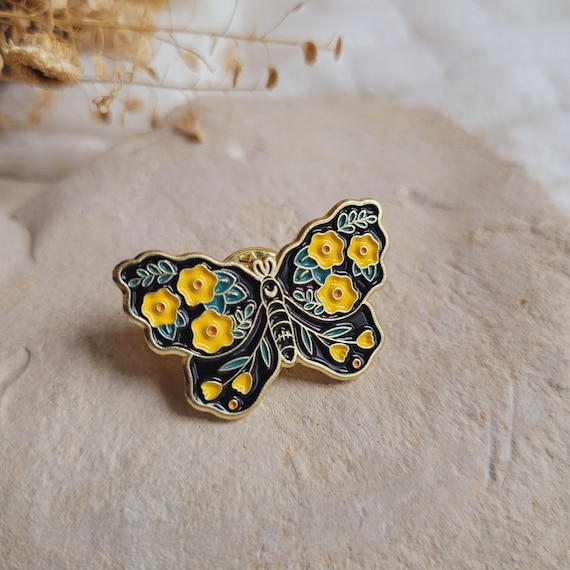 Flower Butterfly Pin. Enamel Pin. Flower Pin. Enamel Butterfly Brooch.  Grandmother's Day Gift 