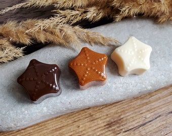 Set of 3 white chocolate star magnets in resin. Gluttony magnet. Easter magnet. Easter gift Mother's Day gift