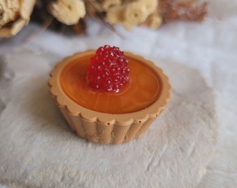 Resin apricot and raspberry tartlet magnet. Gluttony magnet. Mother's Day gift