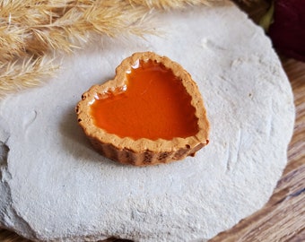 Mini apricot heart tart magnet in resin. Gluttony magnet. Mother's Day gift