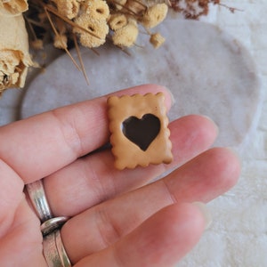 Mini chocolate heart cookie pin. Mini heart cookie brooch. Resin cookie. Mother's Day gift image 4