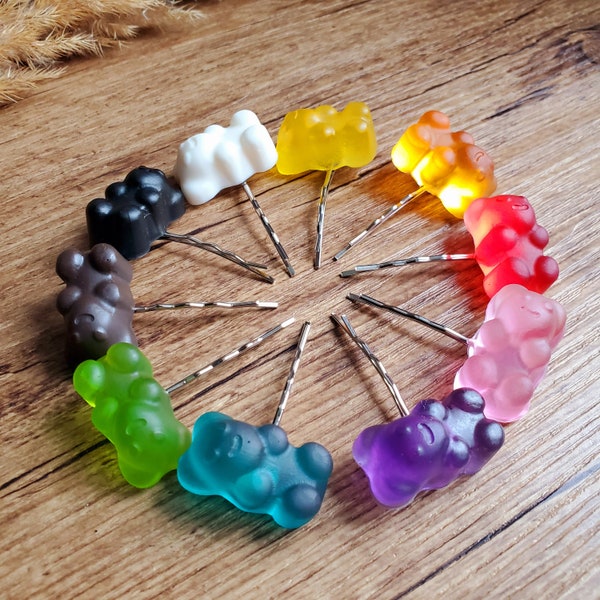 Épingle à cheveux bonbon ours. Pince à cheveux bonbon ours. Barrette à cheveux bonbon ours. Cadeau fête des mères