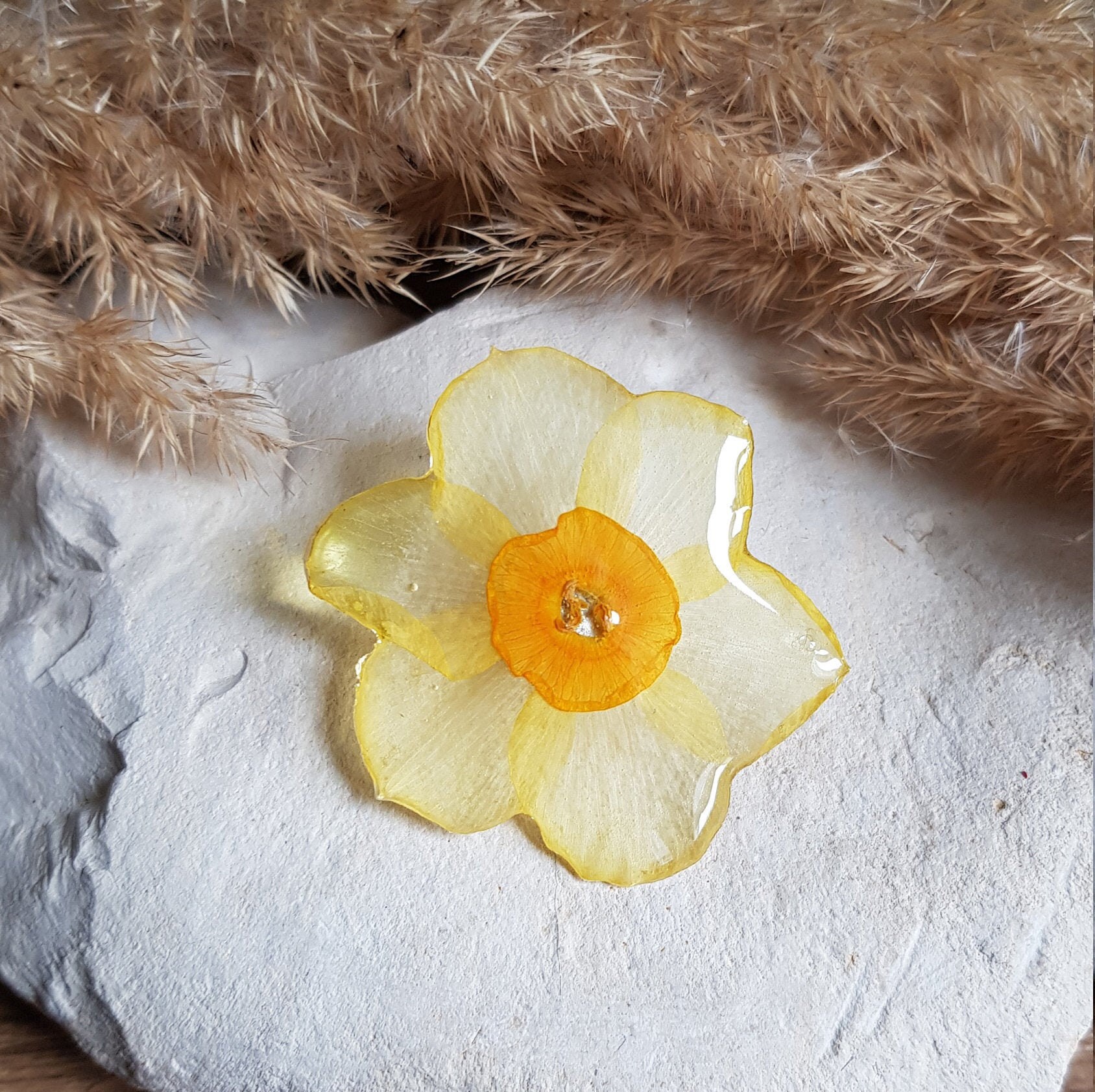 Magnet Fleur de Jonquille Cristallisé. Magnets Fleuris. Magnet Fleurs Séchées. Jaune. Cadeau Fête De