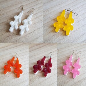 Boucles d'oreilles bonbon crocodile en résine. 10 coloris au choix. Boucles d'oreilles gourmandes. Cadeau fête des mères image 4