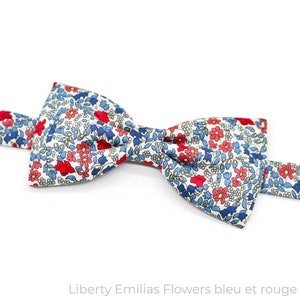 Liberty Emilias Flowers blue red bow tie small flowers for men, children, babies