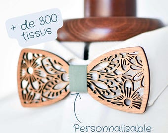 Spersonalizowana muszka z drewna i kwiatów