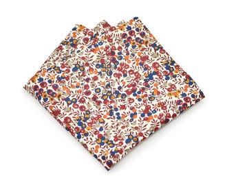 Pochette de costume / mouchoir de poche Liberty Wiltshire bud noisette terracotta petites fleurs