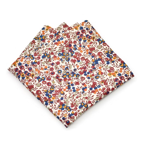 Pochette de costume / mouchoir de poche Liberty Wiltshire bud noisette terracotta petites fleurs