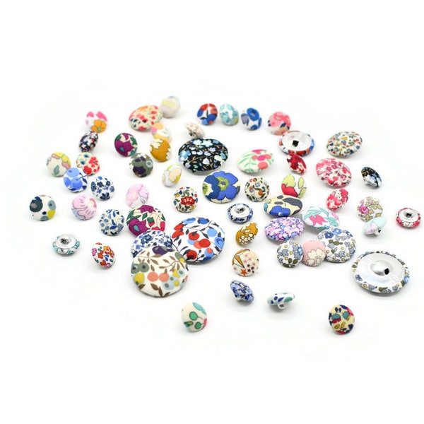 Boutons recouverts personnalisable 14 22 ou 30 mm Liberty ou tissu au choix