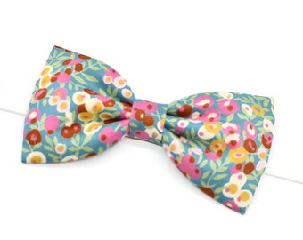 Liberty bow tie green pink yellow Wiltshire retro man child baby