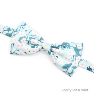 Liberty bow tie water green mint Mitsi mint flowers man child baby