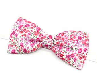 Noeud papillon Liberty rose Phoebe petites fleurs homme enfant bébé