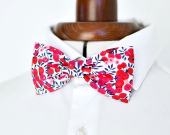 Pajarita / Pañuelo de bolsillo / Gemelos Red Liberty Wiltshire para hombres, adolescentes, niños y bebés