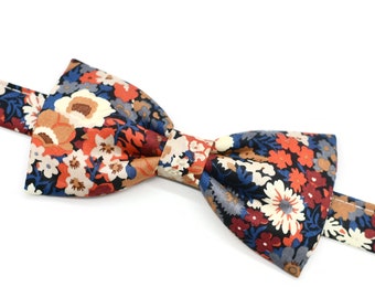 Blue terracotta bow tie Liberty Thorpe Burnt flowers man child baby