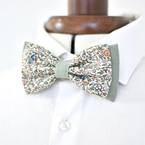 Liberty sage green bow tie Katie and Millie bistre double man child baby