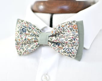 Liberty sage green bow tie Katie and Millie bistre double man child baby