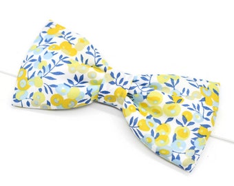 Noeud papillon jaune et vert Liberty Wiltshire Funshine fleurs homme enfant bébé