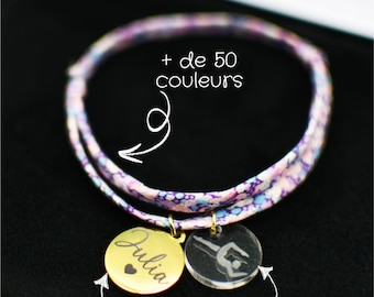 Personalized Liberty print medal bracelet, engraved gift, name bracelet, jewelry for children, women, and mothers